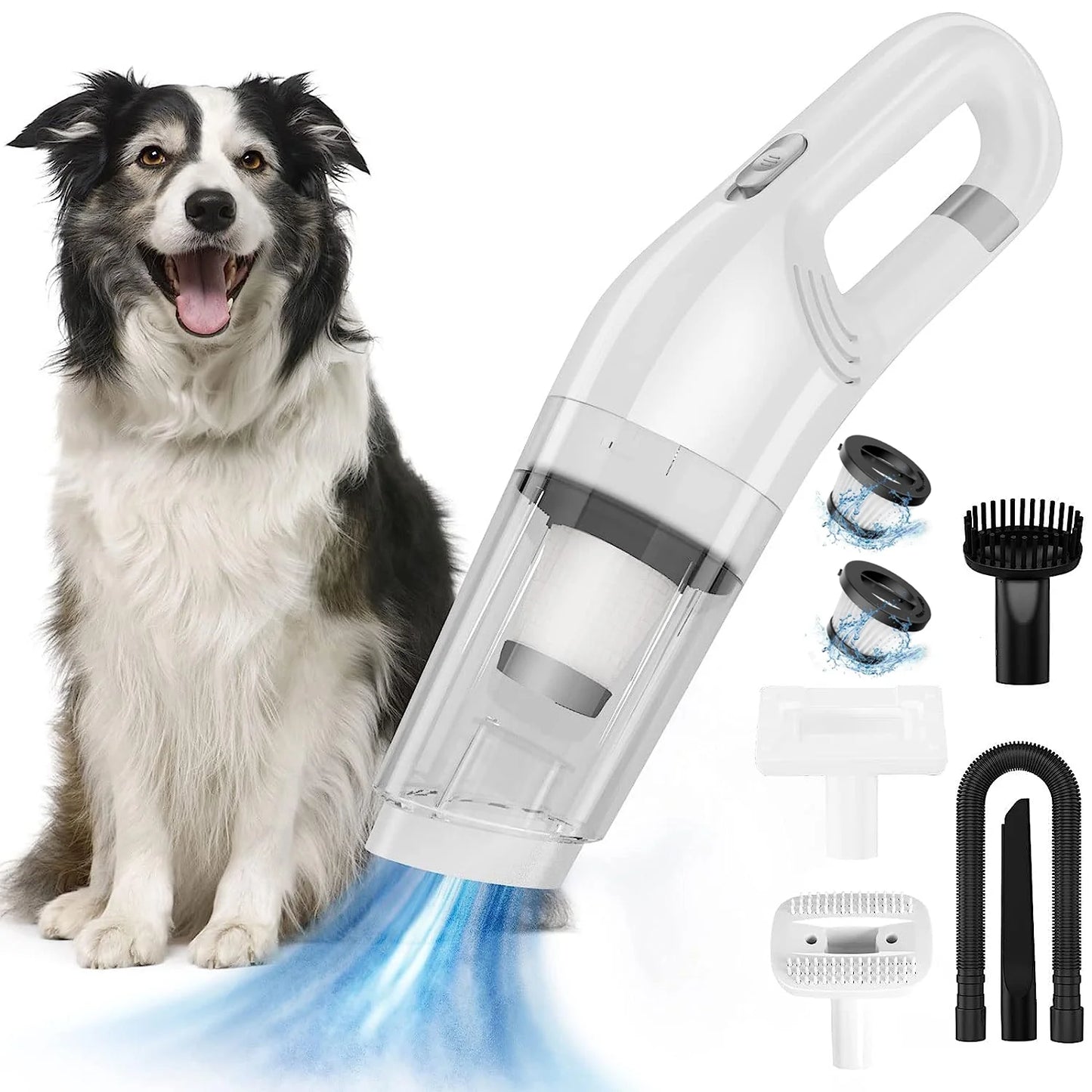 5-in-1 Wireless Pet Hair Vacuum & Grooming Brush - Low Noise Shed & Groom Solution for Cats and Dogs