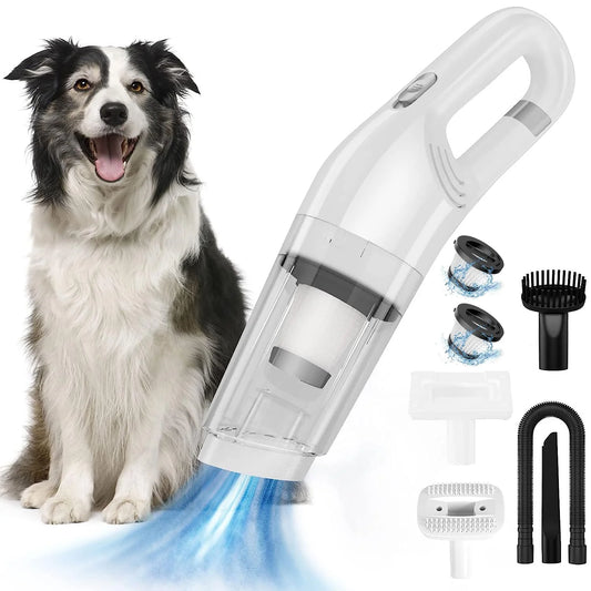 5-in-1 Wireless Pet Hair Vacuum & Grooming Brush - Low Noise Shed & Groom Solution for Cats and Dogs